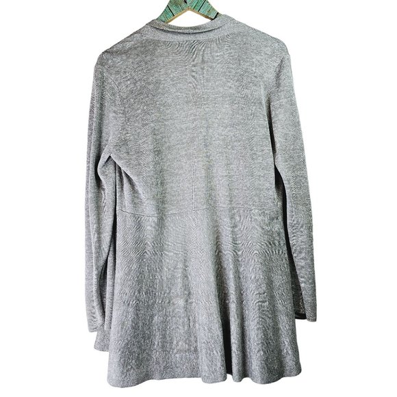 Eileen Fisher Gray Asymmetrical Open Front Italian Yarn Linen Cardigan, Sz S - Picture 2 of 8